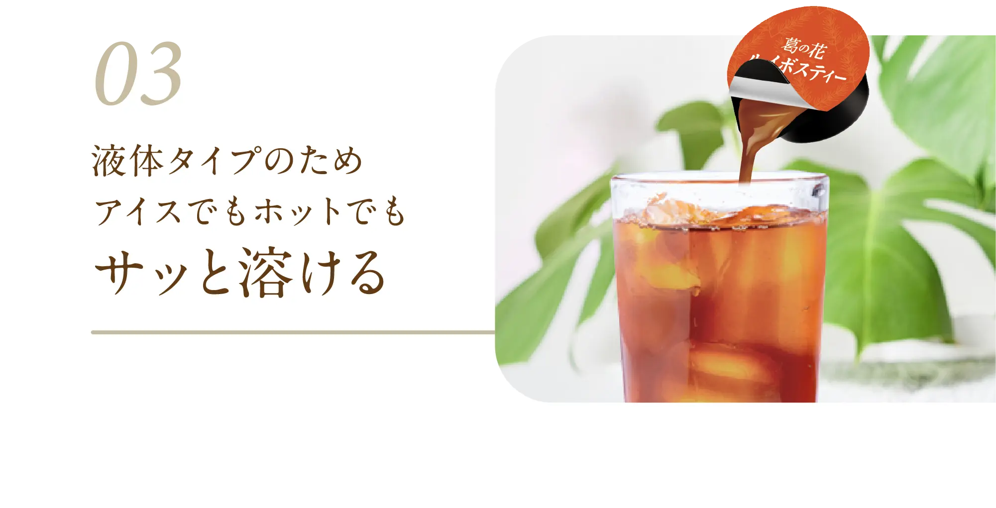 液体タイプのためアイスでもホットでもサッと溶ける